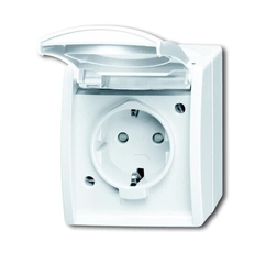 Розетка SCHUKO 16А 250В IP44 для открытого монтажа c защитными шторками, серия ocean, цвет альпийский белый | 2083-0-0843 | 2CKA002083A0843 | ABB