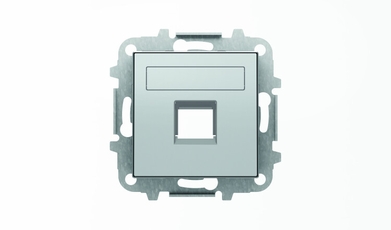 Накладка для 1-го суппорта/разъёма типа 2017... или 2018..., со шторками и полем для надписи, серия SKY, цвет серебристый алюминий|2CLA851810A1301| AB