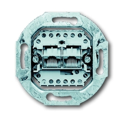 Механизм 2-постовой телефонной розетки 8/8 полюсов, раздельно, RJ 11/12; RJ 45; ISDN, категория 3 | 0230-0-0243 | 2CKA000230A0243 | ABB