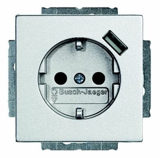 Розетка Schuko с устройством зарядным USB, 20 EUCBUSB-83-500, Future алюминий, 16А, 700 мА, | 2011-0-6178 | 2CKA002011A6178 | ABB