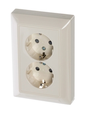 ABB Basic 55 Сл. кость Розетка 2-ая с/з моноблок, с защитными шторками | 2021-0-0379 | 2CKA002021A0379 | ABB