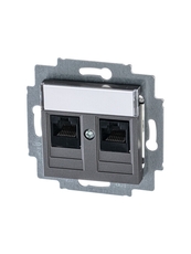 ABB Levit Сталь Розетка комп. 2-ая 2хRJ45 категория 5e | 5014H-A51018 69W | 2CHH295118A6069 | ABB