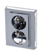 ABB Levit Серебро / дымчатый чёрный Розетка 2-ая с з/к со шторками 16А | 5522H-C03457 70W | 2CHH223457C6070 | ABB