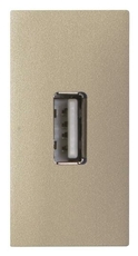 Механизм USB разъёма, тип А, с USB разъёмом мама на тыльной стороне, 1-модульный, серия Zenit, цвет шампань | 2CLA215590N1901 | ABB