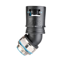 Фитинг AT54/200/S45/BLB, 45°, РА66/никел.латунь/эласт., черный/голубой, резьба 200, d54, 1 шт. в пачке | 7TCA296170R0737 | ABB