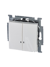 ABB Basic 55 Альп. белый Выключатель 2-клавишный с подсветкой | 1012-0-2154 | 2CKA001012A2154 | ABB