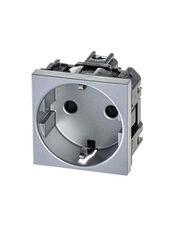 ABB Zenit Серебряный Розетка с/з с защитными шторками, винт. зажим, (2 мод) | N2288 PL | 2CLA228800N1301 | ABB