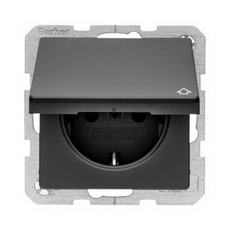 ABB Zenit UJP Розетка с/з арт.3288 NG, панельная 2P+E, IP54 с крышкой, 10/16А, 250В, чёрный | 3288 NG | 2CLA328800A1501 | ABB