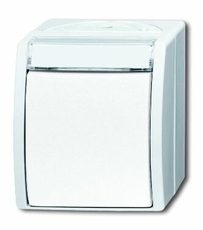 Переключатель 1-клавишный, с полем для надписи, IP44, для открытого монтажа, серия ocean, цвет серый/сине-зелёный | 1085-0-1635 | 2CKA001085A1635 | A