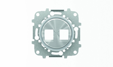 Накладка для 2-х суппортов/разъёмов типа 2017... или 2018..., со стальным суппортом, серия SKY Moon, кольцо хром|2CLA861820A1401| ABB