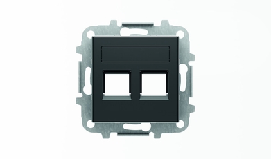 Накладка для 2-х суппортов/разъёмов типа 2017... и/или 2018..., со шторками и полем для надписи, серия SKY, цвет чёрный барх.|2CLA851820A1501| ABB