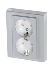 ABB Levit Серый / белый Розетка 2-ая с з/к со шторками 16А | 5522H-C03457 16W | 2CHH223457C6016 | ABB