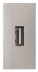 Механизм USB разъёма, тип А, с USB разъёмом мама на тыльной стороне, 1-модульный, серия Zenit, цвет серебристый | 2CLA215590N1301 | ABB
