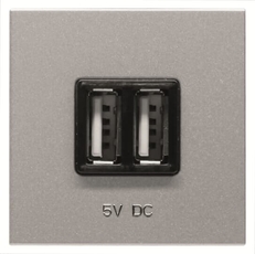 ABB Zenit Серебряный Механизм USB зарядного устройства, 2М, 2х750 мА / 1х1500мА | N2285 PL | 2CLA228500N1301 | ABB