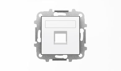 Накладка для 1-го суппорта/разъёма типа 2017... или 2018..., со шторками и полем для надписи, серия SKY, цвет альпийский белый|2CLA851810A1101| ABB