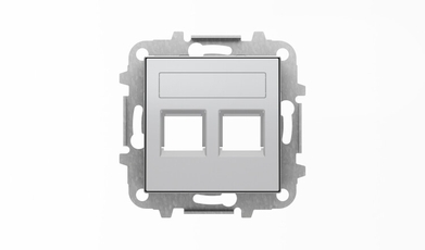 Накладка для 2-х суппортов/разъёмов типа 2017... и/или 2018..., со шторками и полем для надписи, серия SKY, цвет серебристый алюмини|2CLA851820A1301|