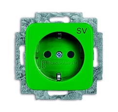 Розетка SCHUKO 16А 250В, серия Busch-Duro 2000 SI зеленая (центральная плата и суппорт) | 2011-0-2225 | 2CKA002011A2225 | ABB