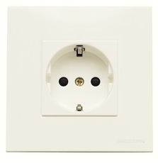 ABB Zenit Альп. белый Розетка с/з с защитными шторками в сборе с рамкой | N2288.2 BL | 2CLA228820N1101 | ABB