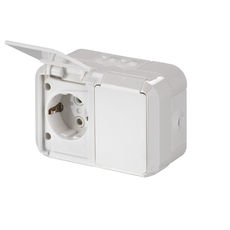 Розетка DoubleSCHUKO в сборе с заземлением, 16А / 250В, IP44, зажимные клеммы, наружный монтаж, серия Jussi, белый | 402ESW | 2TKA000996G1 | ABB