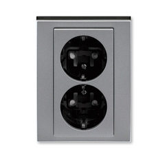 ABB Levit Сталь / дымчатый чёрный Розетка 2-ая с з/к со шторками 16А | 5522H-C03457 69W | 2CHH223457C6069 | ABB