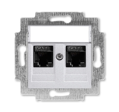 ABB Levit Серебро Розетка комп. 2-ая 2хRJ45 категория 6 | 5014H-A61018 70W | 2CHH296118A6070 | ABB