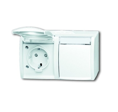 Розетка SCHUKO 16А 250В IP44, двойная,горизонтальная,со шт.,для открытого монтажа,серия ocean, цвет альп. белый | 2084-0-0723 | 2CKA002084A0723 | ABB
