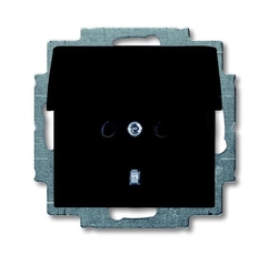 Розетка SCHUKO 16А 250В с защитными шторками, с крышкой, серия basic55, цвет chateau-черный | 2CKA002111A0655 | ABB