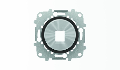 Накладка для 1-го суппорта/разъёма типа 2017... или 2018..., со стальным суппортом, серия SKY Moon, кольцо чёрное стекло|2CLA861810A1501| ABB