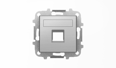 Накладка для 1-го суппорта/разъёма типа 2017... или 2018..., со шторками и полем для надписи, серия SKY, цвет нержавеющая сталь|2CLA851810A1401| ABB