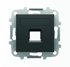 Накладка для 1-го суппорта/разъёма типа 2017... или 2018..., со шторками и полем для надписи, серия SKY, цвет чёрный барх.|2CLA851810A1501| ABB