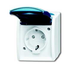 Розетка SCHUKO 16А 250В IP44 для открытого монтажа, серия ocean, цвет серый/сине-зелёный | 2083-0-0845 | 2CKA002083A0845 | ABB