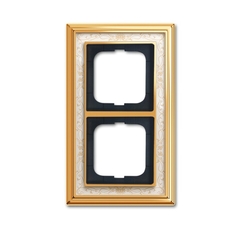Рамка 2-постовая, серия Династия, Латунь полированная, белая роспись | 1754-0-4571 | 2CKA001754A4571 | ABB