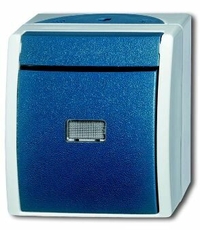 Кнопка 1-клавишная, 1-полюсная, с подсветкой, IP44, для открытого монтажа, серия ocean, цвет серый/сине-зелёный | 1484-0-0383 | 2CKA001484A0383 | ABB