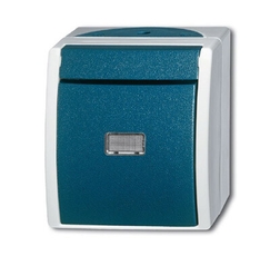 Переключатель 1-клавишный, с подсветкой, IP44, для открытого монтажа, серия ocean, цвет серый/сине-зелёный | 1085-0-1613 | 2CKA001085A1613 | ABB