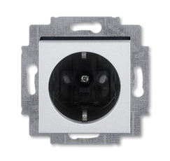 ABB Levit Серебро / дымчатый чёрный Розетка с з/к со шторками 16А | 5520H-A03457 70W | 2CHH203457A6070 | ABB