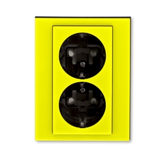 ABB Levit Жёлтый / дымчатый чёрный Розетка 2-ая с з/к со шторками 16А | 5522H-C03457 64W | 2CHH223457C6064 | ABB
