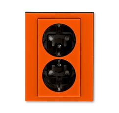 ABB Levit Оранжевый / дымчатый чёрный Розетка 2-ая с з/к со шторками 16А | 5522H-C03457 66W | 2CHH223457C6066 | ABB