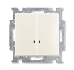 ABB Basic 55 Шале (белый) Выключатель 2-клавишный с подсветкой | 1012-0-2188 | 2CKA001012A2188 | ABB