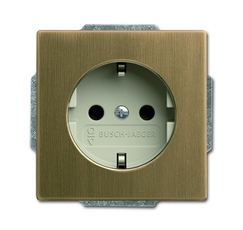 Розетка SCHUKO 16А 250В с защ.шт., серия Династия, Латунь античная, белая роспись | 2013-0-5398 | 2CKA002013A5398 | ABB
