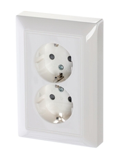 ABB Basic 55 Альп. белый Розетка 2-ая с/з моноблок, с защитными шторками | 2021-0-0378 | 2CKA002021A0378 | ABB