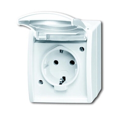 Розетка SCHUKO 16А 250В IP44 для открытого монтажа, с полем для надписи, серия ocean, цвет альпийский белый | 2083-0-0831 | 2CKA002083A0831 | ABB