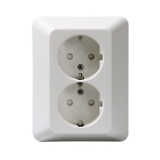 Розетка DoubleSCHUKO в сборе с заземлением, 16А / 250В, винтовые клеммы, серия Jussi, белый | 232EUJ | 2TKA000761G1 | ABB