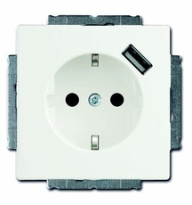 Розетка Schuko с устройством зарядным USB, 20 EUCBUSB-884-500, Future белый бархат, 16А, 700 мА, | 2011-0-6182 | 2CKA002011A6182 | ABB