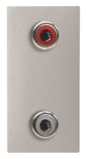 Механизм 2xRCA разъёма, красный+белый, 1-модульный, серия Zenit, цвет серебристый | 2CLA215520N1301 | ABB