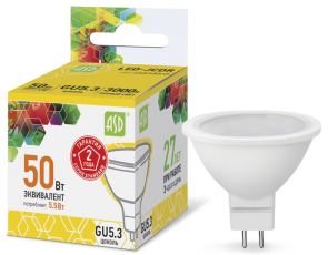 Лампа светодиодная LED-JCDR-standard 5.5Вт 230В GU5.3 3000К 495Лм | 4690612002262 | ASD