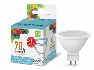 Лампа светодиодная LED-JCDR-standard 7.5Вт 230В GU5.3 4000К 675Лм | 4690612001456 | ASD