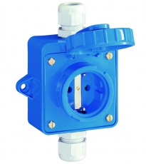 Розетка для монтажа на поверхность IP68, 16A, 2P+E, 250V, цвет синий | 1977751 | ABL Sursum