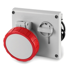 Розетка скрытой установки IP67 32А 3P+E 400В с механической блокировкой и верхним расположением разъема