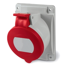 Розетка скрытой установки с наклоном  IP44 32А 3P+E+N 400В. Пружинный зажим.