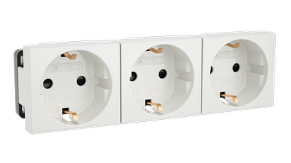 VIVA Розетка силовая с заземлением тройная белая